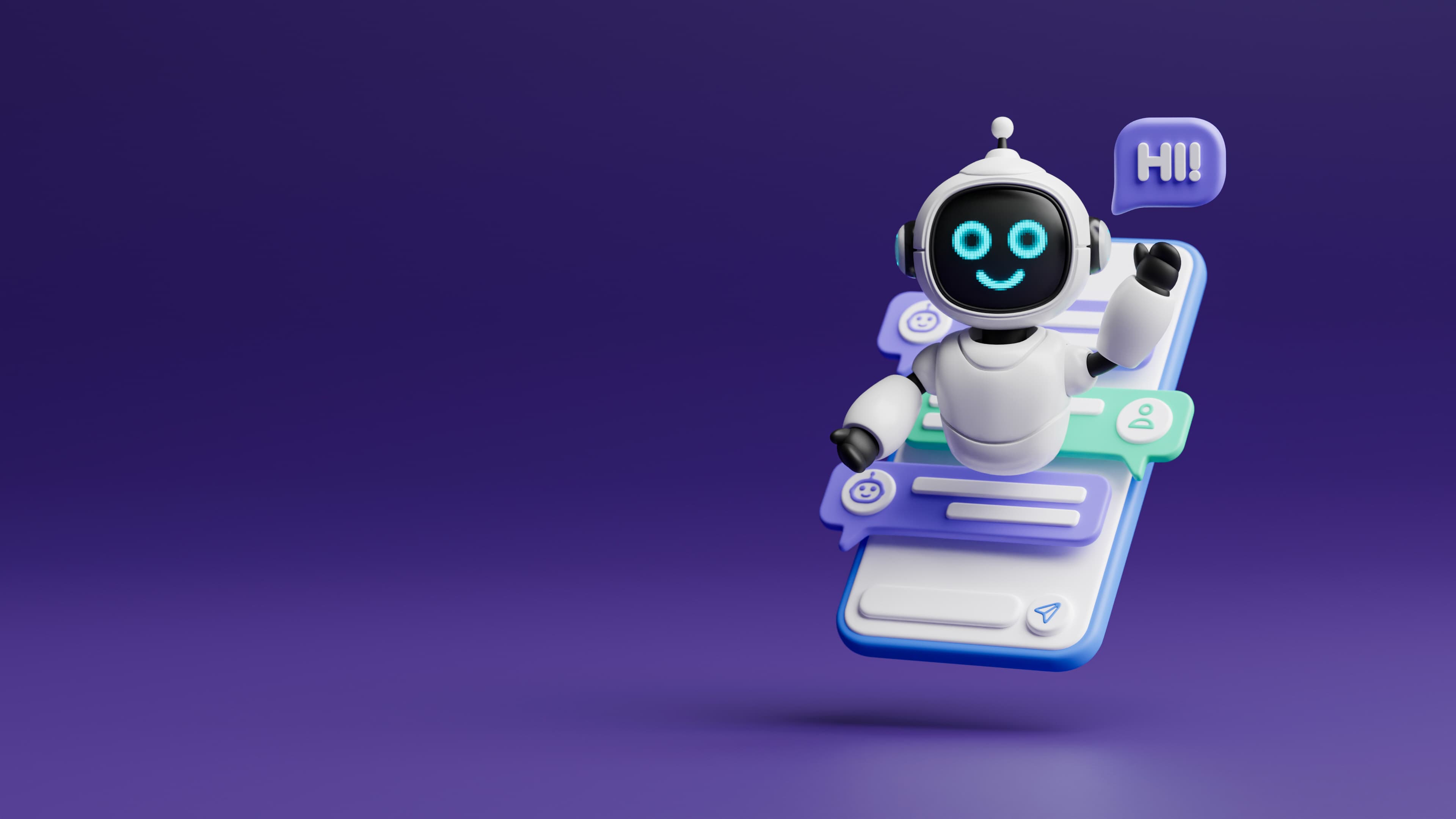 AI receptionist at work on a computer